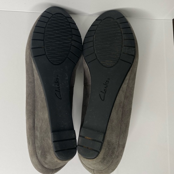 CLARKS NORDSTROM 7 Vendra Bloom Grey Suede Wedge Shoes - Picture 13 of 13